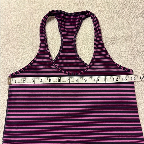 Lululemon Cool Racerback Tank Top Purple Stripe Double Trouble Violet Black - Picture 3 of 9